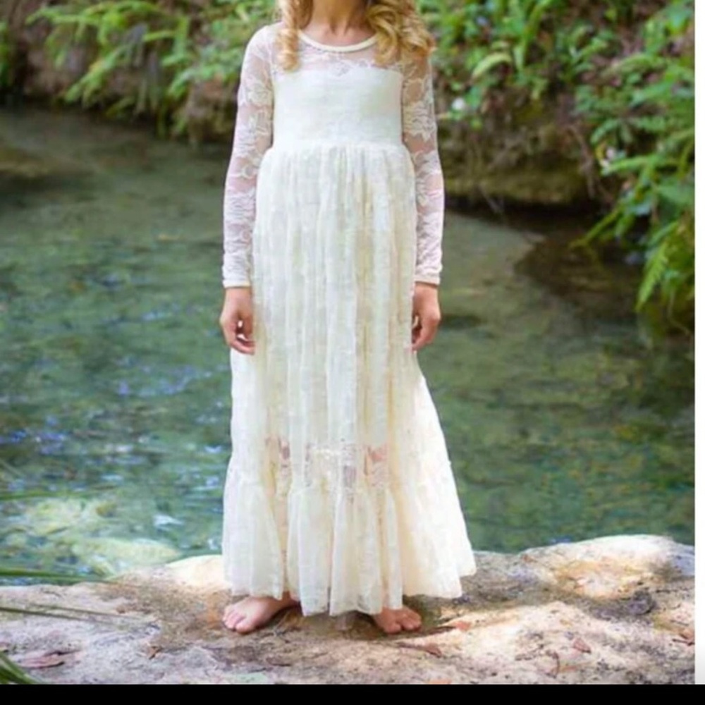 Long sleeve Lace Communion or Flower girl dress